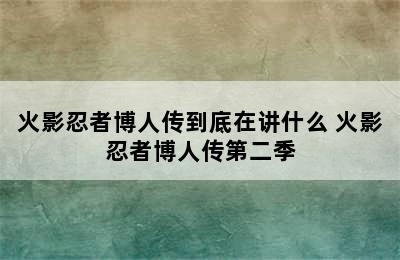 火影忍者博人传到底在讲什么 火影忍者博人传第二季